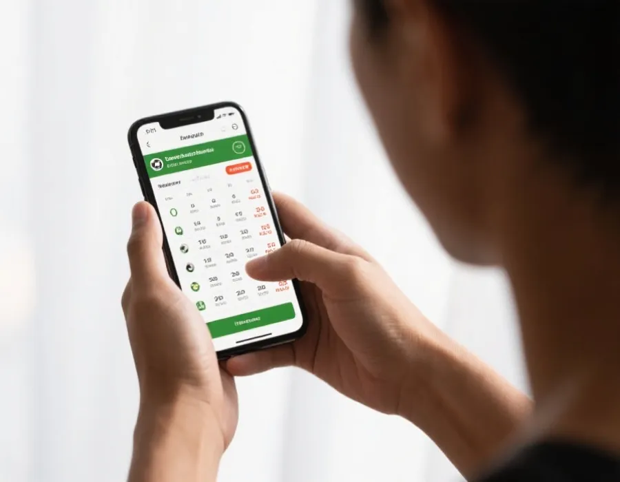 用户在手机上查看赛事与赔率的示意图